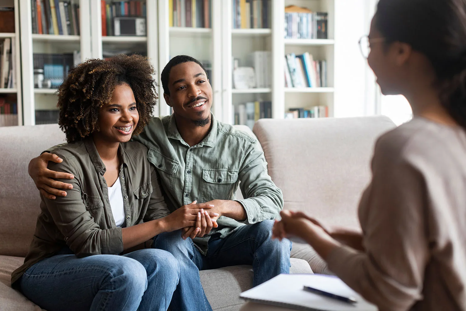 Prospective adoptive family meeting with an adoption specialist