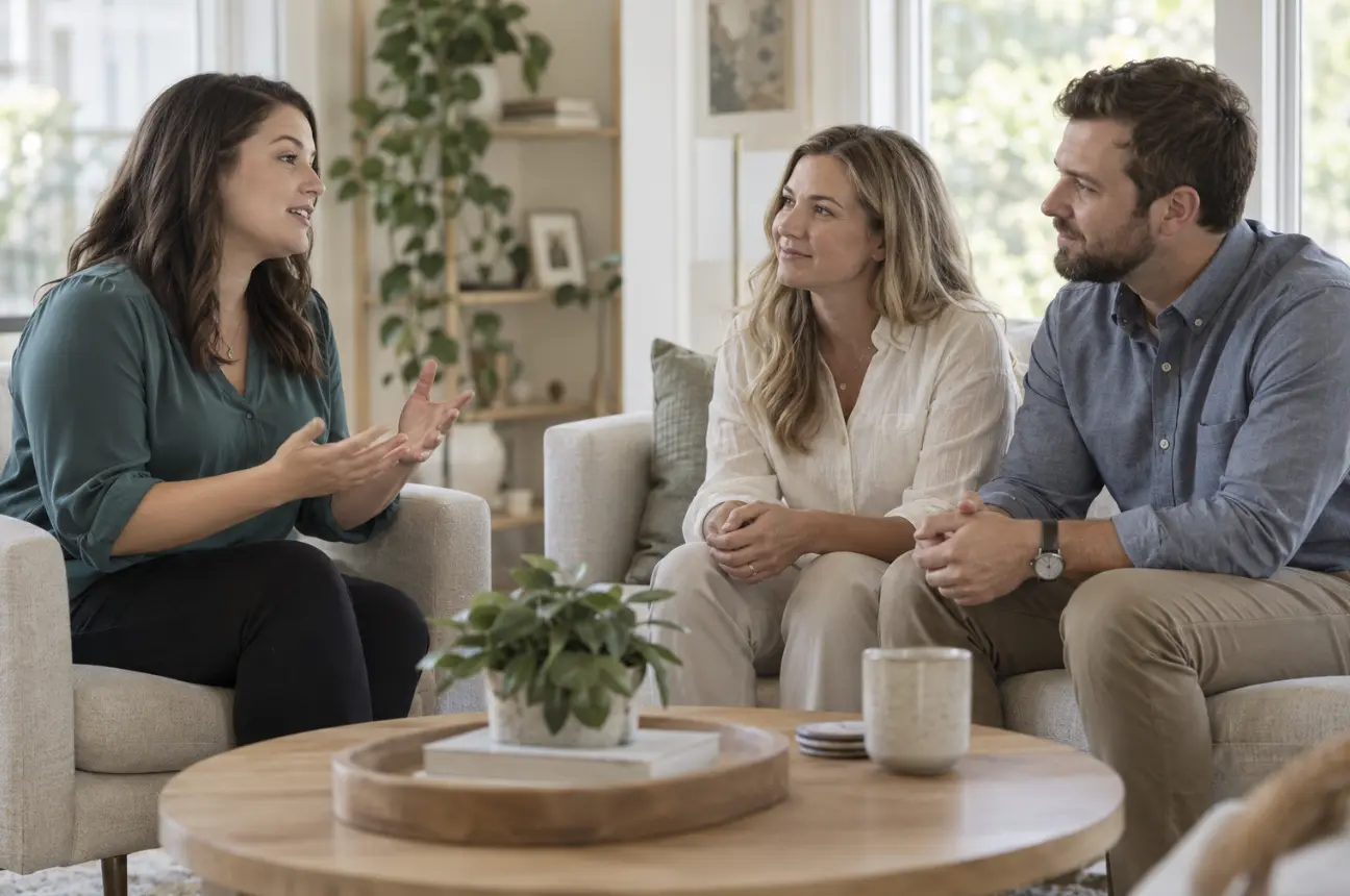 A family meeting with an adoption professional
